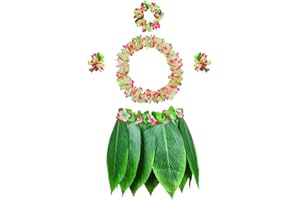 PIXHOTUL Grass Hula Rock e Hibiscus Leis Set costumi hawaiani per feste in spiaggia Luau