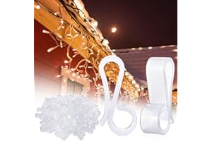 Namalu 100 Pcs Christmas Light Clips Gutter Clips for Hanging Outdoor Lights Plastic Weatherproof Gutter Hooks Hanging String Lamp Holder Mount to Shingles for Halloween Xmas Tree Decor (White)