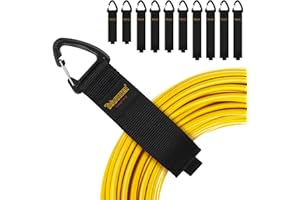 Trilancer Organizer na Kable Uchwyt do Kabli z Rzepem i Klipsem (10-pak) Taśma z Zaczepem Opaska na Przewody, Linki, Sznurki Możliwość zawieszenia pod Biurkiem, na Ścianie (2xS, 4xM, 4xL)