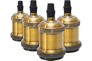 Sevenpers Portalámparas Vintage E27, 4 piezas Casquillos para Bombillas Adaptadores de Portalámparas Cerámica Edison retro lámpara, para Hogares Oficinas Bares Restaurantes （Latón antiguo）