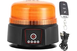 ETUKER LED Gyrophare Magnétique Jaune Sans Fil Rechargeable Batterie Télécommande 3Flashs Lumineux Clignotant Ramp