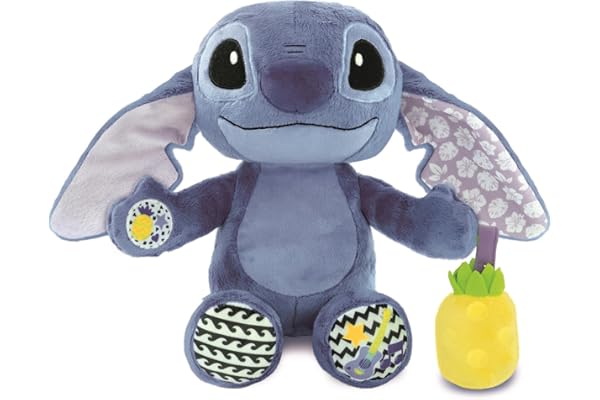 Clementoni Disney Baby Stitch Gattona avec moi Mickey en peluche pour apprendre à ramper, jeu de petite enfance enfants 6-36 mois, enseigne les numéros et les vers des animaux, langue italienne, 17537