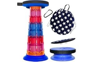 ALEVMOOM 20.4“Portable Telescopic Stool, Collapsible Stool Lightweight Retractable Folding Stool with Cushion for Camping Hiking Fishing