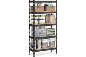 ‎SONGMICS SONGMICS Schnelle Montage, Schwerlastregal, Standregal, Lagerregal, Küchenregal, Regal, 5 Ablagen, 30 x 75 x 150 cm, bis 875 kg belastbar, für Keller, Küche, Arbeitszimmer, schwarz GLR300B01