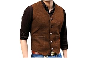 Solovedress Gilet da uomo, vintage, classico, in lana, formale, vestibilità regolare, per matrimoni