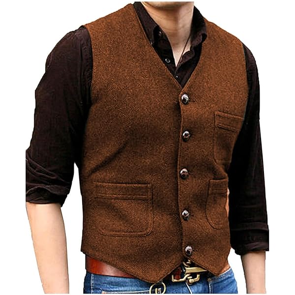 Enlision Herenvest met dubbele rij en V-hals, slim fit kostuumvest