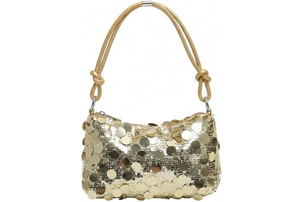 ASFWAGQ Clutch damväska glitter paljetter axelväskor kvällsväska damer glitter väska med dragkedja guld kedjeväska för bröllop bal fest