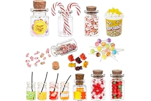 YEAHBOOM Wichtel Zubehör,11 Stück Miniatur Deko SüßIgkeiten Weihnachten,Miniatur Weihnachten Süßigkeiten und Trinken Set,Puppenhaus Zubehör Mit Lolli Gummibärchen für Wichteltür Puppenhaus Deko