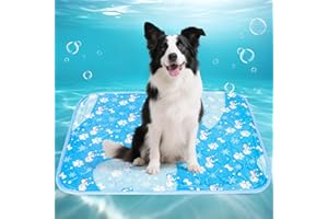 Tsmertor Extra Large Dog Mat, Portable 110x90cm Pet Gel Self Cooling Pads Mat for Dogs, Waterproof&Scratch-Resistant, Non-Toxic Sleeping Bed for UK Pets