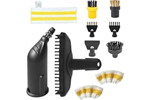 Kocusu Lot de 12 Accessoires pour Nettoyeur Vapeur Kärcher Easyfix SC1 SC2 SC3 SC4 SC5,avec Brosse Ronde, Brosse à Joints, Brosse Ronde, Brosse Vapeur Manuelle, Buse de Grattoir, Chiffon en Microfibre