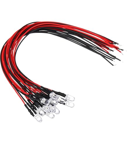 10Pcs 5mm Pre-Wired Blue LEDs - DC 3-5V, 20cm Wires, Clear Lens For DIY Electronics & Decor-573765