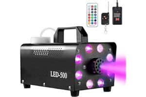 MOTORENBAU Machine à Fumée, 500W Machine à Brouillard avec Télécommande Sans Fil et 13 LED Lumière Effet Stroboscopique en Couleurs,pour DJ disco,Halloween,Noël, Mariages Étapes Fêtes et Spectacles