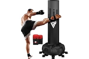 RDX XXL 150KG 6ft Free Standing Punch Bag with Gloves - Heavy Pedestal Bag with Stand for Kickboxing, Boxing, MMA, Muay Thai Karate, Adult Freestanding Punching Bag for Office Gym Home Fitness Workout
