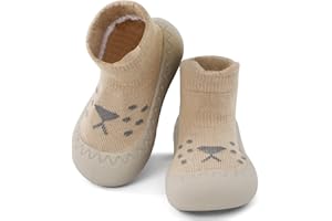 LACOFIA Calzini Scarpe Primi Passi Neonato Calze Antiscivolo Bambino con Suola in Gomma