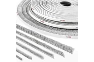 STEIGNER 5m Joint brosse adhésif pour porte coulissante GRIS, bande de brosse anti-poussière, hauteur 20 mm