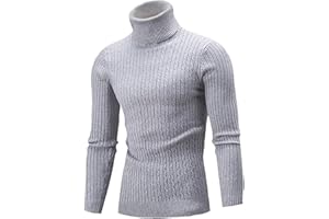 Belovecol Men's Turtleneck Jumpers High Roll Neck Sweater Ribbed Slim Fit Warm Turtleneck Pullover Sweater