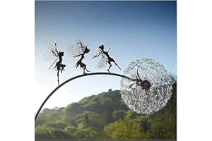 SYSOW Fairies Dandelions Garden Art Sculpture Dance Together Yard Decorations Stainless Steel Metal Garden Fairy Ornaments Decoration for Outdoor