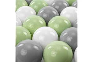 Kiddi Bee Bälle-Set 6cm für Bällebad - Bunte, Sicherheitsgeprüfte Plastikbälle - Perfekt für Baby- & Kinderbällebad - BPA-Frei (Weiss/Grün/Grau, 100)