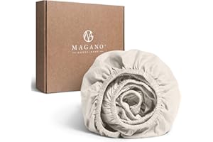 MAGANO® Prześcieradło z gumką premium 160 x 200 cm, beżowe, miękkie i nie wymaga prasowania, hipoalergiczne i oddychające, prześcieradło z gumką 160 x 200 cm