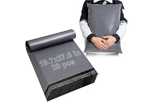 XRXYMQ 20-pack stora postpåsar 50 x 70 cm (19,7 x 27,6 tum), grå paketväskor för kläder, starka självförseglande portopåsar