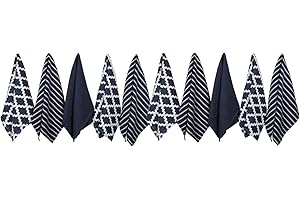 Penguin Home Premium 100% Pure Cotton Tea Towel for Kitchen, Set of 10 Kitchen Towels, Soft & Durable Kitchen Cloths Towel Set, Machine Washable, 65 x 45 cm Colour - Navy