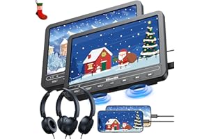 GOnavidio 10.1" Dual Portable DVD Players for Car with HDMI Input, 5 Hours Battery, Dual Car DVD Players Support USB/TF Card, Play Same/Different Movies, Region Free (2 x Player) (black)