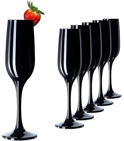 PLATINUX Black Elegant Drinking Glasses, 260 ml (max. 320 ml) Glass, Set of 6 Water Glasses, Juice Glasses, Whisky Glasses