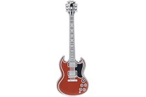 PICK GEEK Enamel Guitar Pin Badge | Stunning Miniature Gibson SG Brooch | 52 mm Length | Wear on Backpack, Shirt, Jacket, Lapel, Hat, or Tie | Presented in Stunning Guitar Case Box | by Geepins