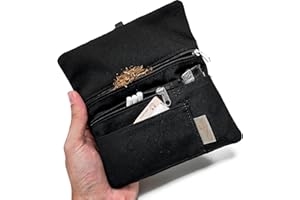 Tobacco Holder Rolling Papers and Filters + Wallet - Hand Stitched - Fabric Tobacco Pouch with Compartments for Papers, Filters, Lighter, Cards and Cash - Men and Women