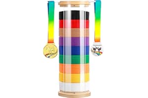 Tilhumt Wooden 9 Belts Karate Belt Display Rack, Freestanding Taekwondo Belt Display Holder, Cylindrical Martial Arts Belt Organizer with Extendable Medal Hanger for Adults TKD, BJJ, Kungfu