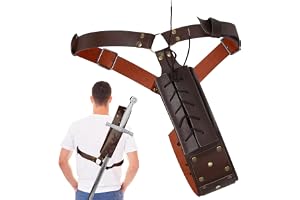 LEKEFETO Medeltida retro svärd axel rygg slida grodhållare, svärd grodhållare, katana svärdhållare, svärdbä av PU, för justeringar, cosplay och samuraj –