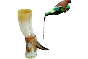 THE ANTIQUE HOUSE Véritable corne à boire avec support fait à la main style viking corne de bière vin cadeau d'anniversaire fête de Noël