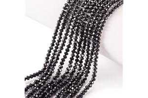 Cheriswelry Cuentas de vidrio facetadas negras Rondelle espaciador Cuentas Abacus Mini 4x3mm Semilla de Cuentas para Joyería Collares Hacer Artesanía, 1300 piezas