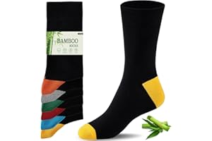 Niofind Bamboo Socks for Men and Women, 6 Pairs Crew Seamless Soft Colored & Black Dress Socks Multipack, Breathable, Durable, Odorless, Comfortable, Suitable for Work and Casual Wear