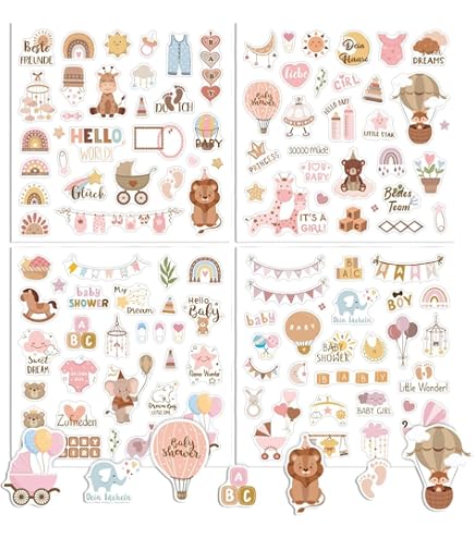JUKOTA Lot De 217 Autocollants Pour Album Bébé - Décorations Transparentes Thème Bébé - Pour Scrapbooking, Cartes, Agendas