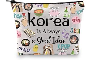 JTOUK Cadeau souvenir de voyage en Corée du Sud pour enterrement de vie de jeune fille, Good Idea Corée UE, Trousse à cosmétiques avec impression