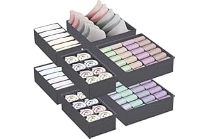 NINGESHOP Juego de 8 Organizador Armario, 24/8/6 Compartimentos Organizador Plegable, para Guardar Sujetadores,Calcetines,Corbatas,Ropa Interior, Gris Oscuro