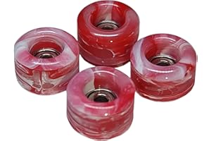 SPITBOARDS Fingerboard Urethane Swirl Wheels 60D with Real Ball Bearings Professional CNC Quality - Swirl Red