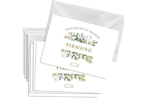 ‎BRIEFZAUBER Briefzauber 12 x Confirmation Invitation Cards with 12 x Envelopes, DIN A6 Set with Filling Aid for Firm Party, Motif: Floral