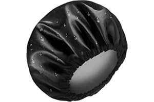 Aquior Shower Caps, Reusable Shower Cap for Women, Double Layer Waterproof Hair Cap, Large Size for All Hair Lengths,for Girls Spa Home Salon Use (Black)