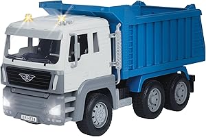 Driven by Battat Driven WH1000Z Battat Standard Series Dump Tilting Dumper, Lights, and Sounds – Trucks and Construction Toys for Kids Age 3+, Blue, 1: 16 Scale