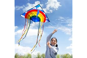 HONBO Rainbow Delta Kites for Adults-Beginner kite for kids Easy to fly - Kit Line and Swivel Included- Good for Outdoor Games and Summer The Beach Toys for Kids