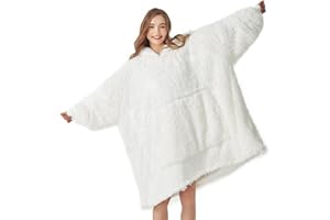 iyoimono Hoodie Decke für DamenHerren Flanell Fleece Oversized Weich Pullover Sweatshirt Kuscheldecke Flauschige Sherpa TV-Decke mit Ärmeln Übergroße Kapuzen Pullover Tragbar Ganzkörperdecke