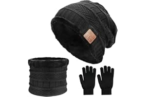 CestMall Bluetooth Beanie with Scarf and Touchscreen Gloves Set Wireless Hat Bluetooth Headphones 5.0 Beanie Knitted USB Rechargeable Winter Music Cap Gift for Men Women Christmas New Year