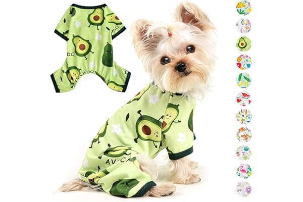 KUTKUT Polycotton Blend Dog Cat Bodysuit Pjs Spring Summer Autumn Dog Clothes For Puppies Small Dogs Kitten Girl-Boy,Pet Jammies Outfit (Size:M,Chest:40Cm,Length:30Cm,Multicolor,1 Count)