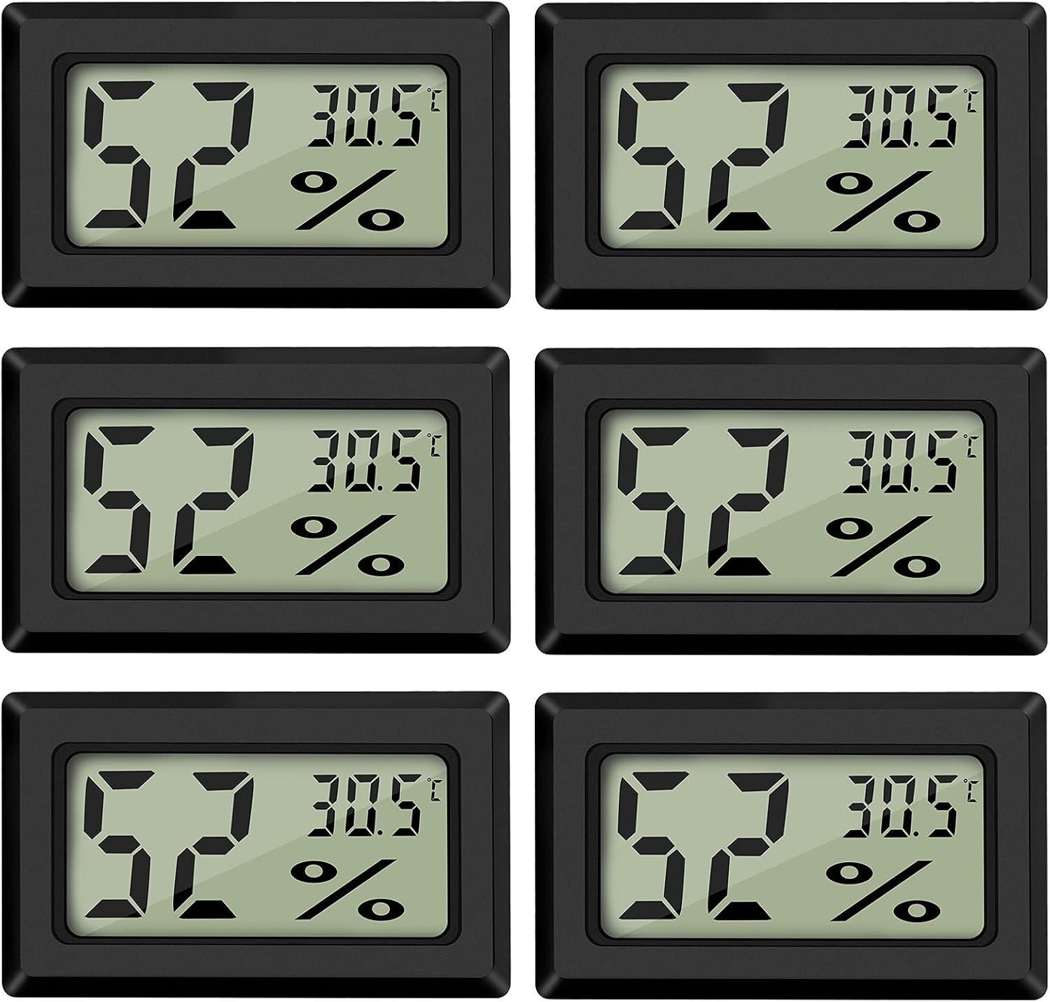 Thlevel Mini Higrómetro Termómetro Digital Casa Interior y Exterior Temperatura y Medidor de Humedad para la Sala Estar Invernadero Bodega Sótano Almacén 6PCS