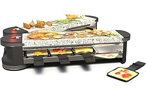 SUNTEC WELLNESS SUNTEC Raclette RAC-7079 Flex8 stone/stone [pour 8 personnes, pierre naturelle, l'appareil replie/déplie (rotation à 180°) grâce à la structure articulée innovante, max. 1400 watt]