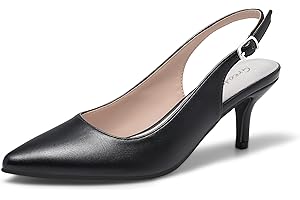 Greatonu Damen Slingback Kitten Heel Spitz Zehen Kleid Pumps Schuhe
