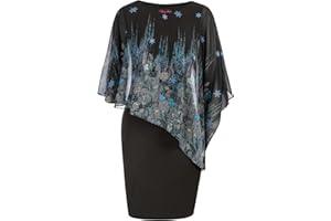 Hanna Nikole Femmes Plus Size Cape Robe en Mousseline de soie Robes Formals Robe de Cocktail Elegante con superposición