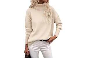 Zeagoo Jersey de Cuello Alto para Mujer Otoño Cálido Sueter Invierno Pullover Largo Elegante Casual Punto Sweater
